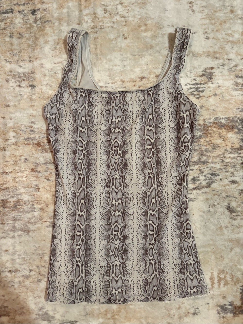 Flexees Sleeveless Snake-Pattern Tank in Beige and Brown Tones